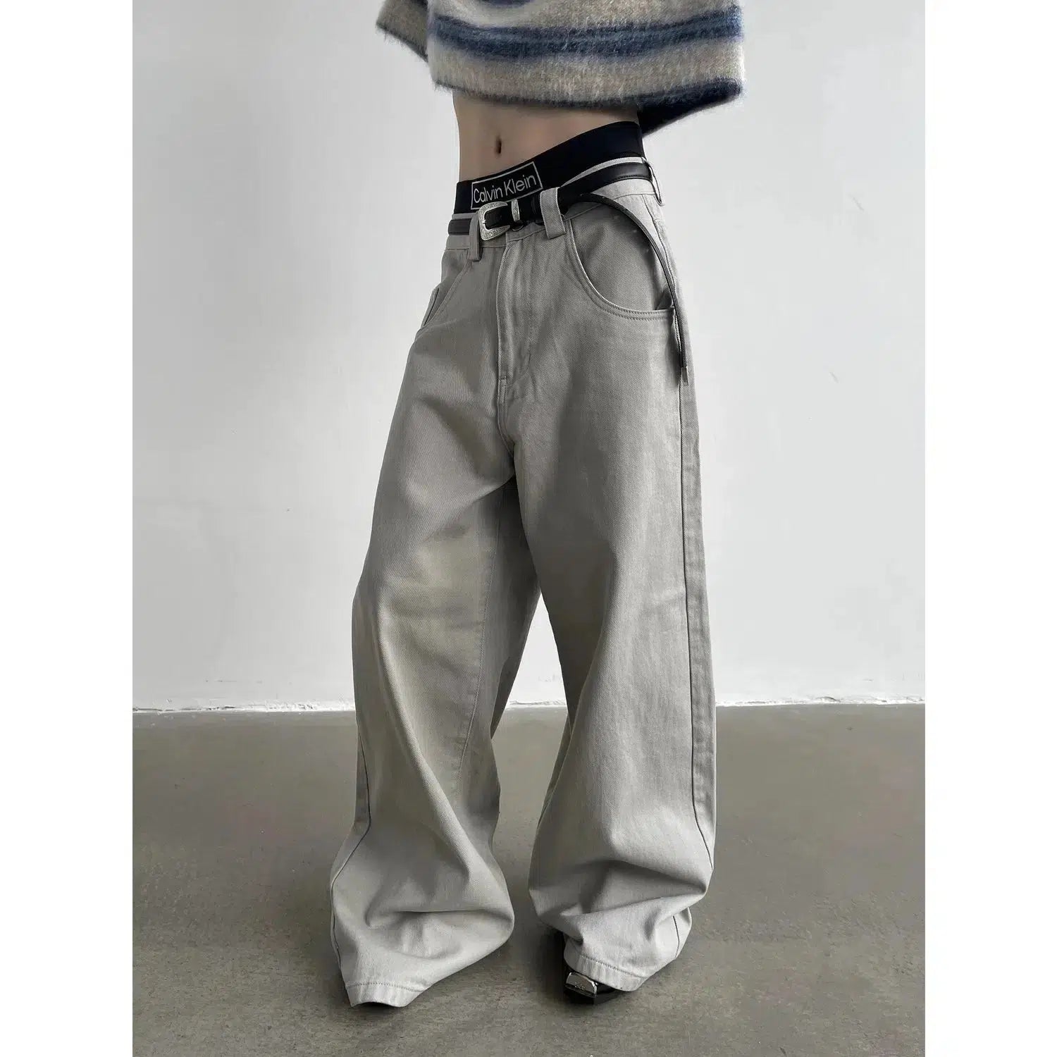 Mopping Wide-Leg Casual Pants