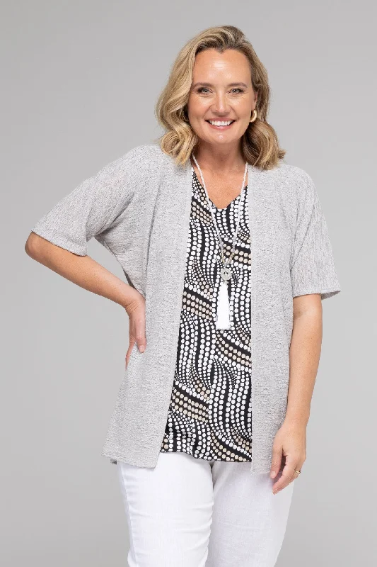 Silver Haven Poly/Rayon Knit Short Sleeve Cardigan