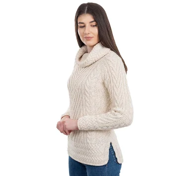 Ladies Turtleneck Ribbed Cable Knit Sweater