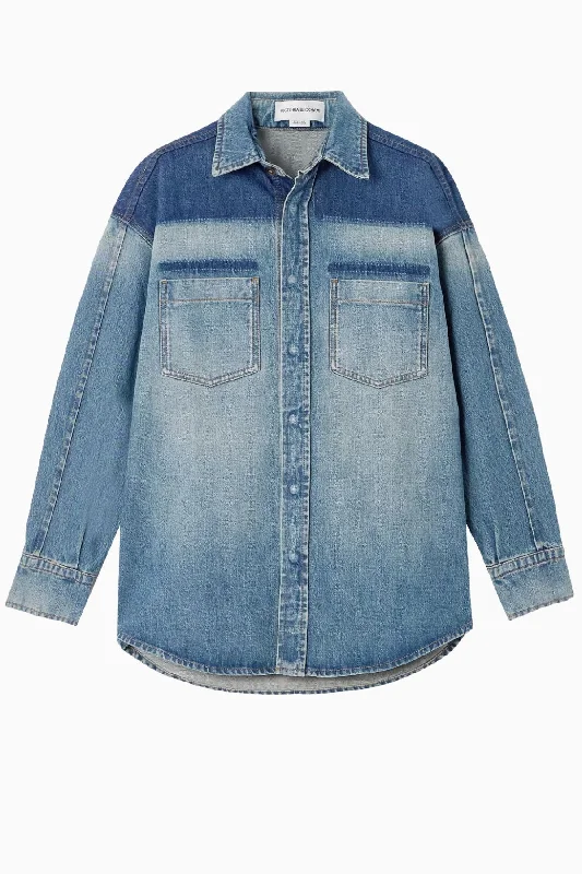 Victoria Beckham Oversized Denim Shirt Jacket - Broken Vintage Wash